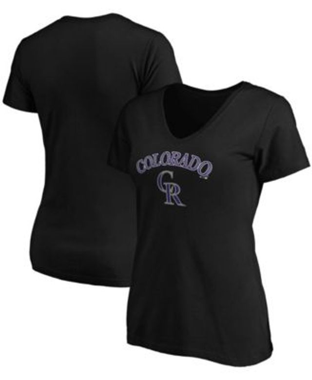 Women's Fanatics Branded Black Colorado Rockies Ultimate Style Raglan V-Neck T-Shirt