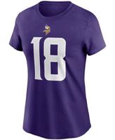 Women's Majestic Threads Justin Jefferson White Minnesota Vikings Name &  Number V-Neck T-Shirt