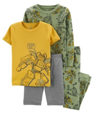 Big Boys Robot Snug Fit Cotton Pajama, 4 Piece Set