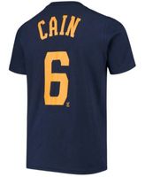 Nike Youth Big Boys Lorenzo Cain Navy Milwaukee Brewers Player Name and  Number T-Shirt