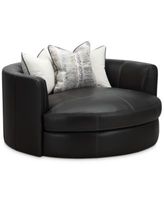 Kouri 61" Leather Swivel Cuddle Chair, Created for Macy's