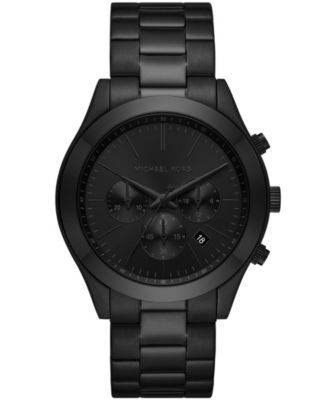 Men's Slim Runway Black Stainless Steel Bracelet Watch, 44mm