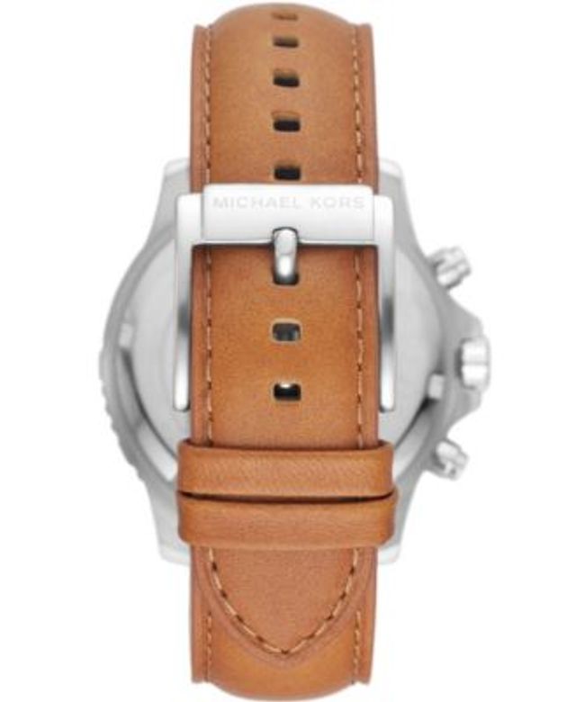 Michael Kors Men's Cortlandt Brown Luggage Leather Strap Watch, 44mm |  Hawthorn Mall