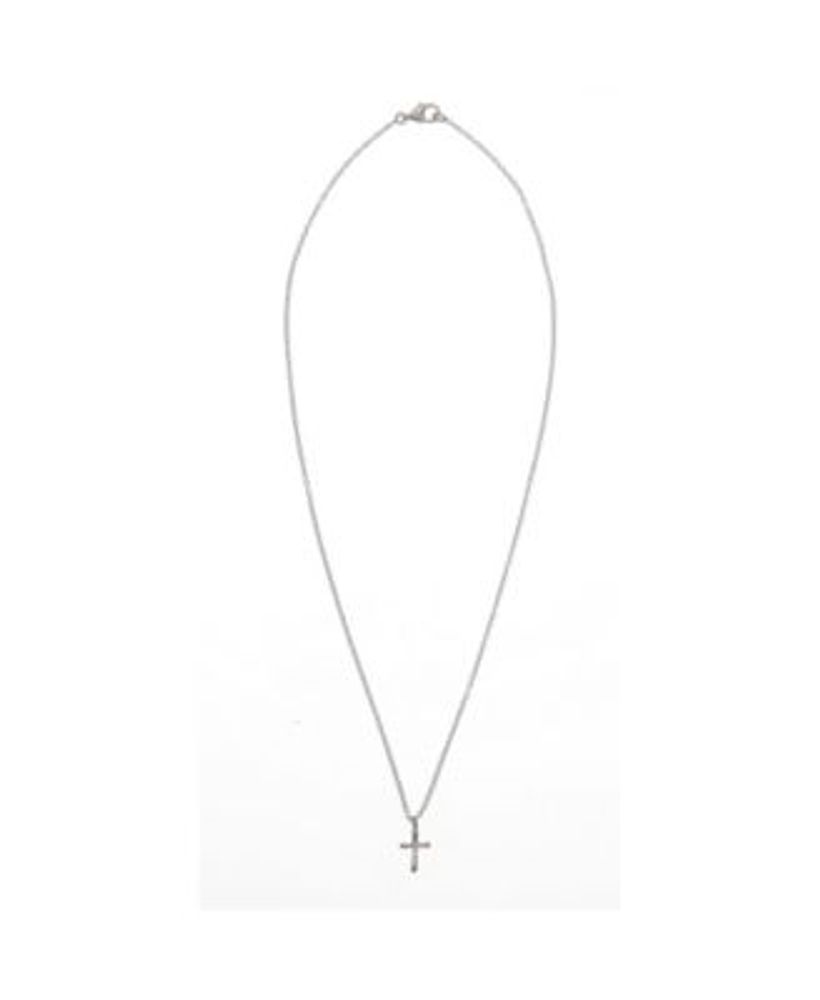 Women's Sterling Silver Cross Pendant Necklace with Crystal Stone Accent