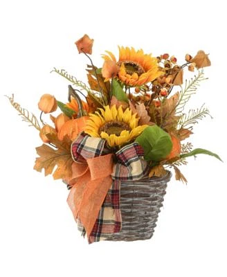 16" Harvest Pumpkin and Sunflower Basket