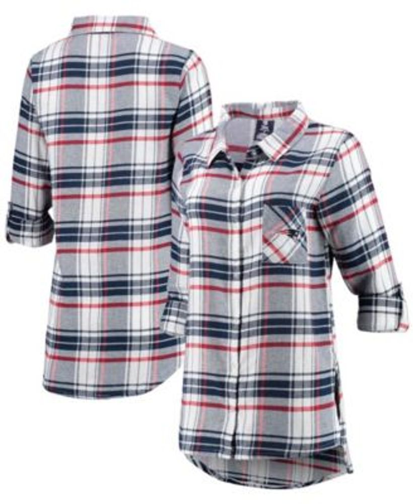 Concepts Sport Women's Navy, Red New England Patriots Accolade Flannel Long  Sleeve Button-Up Nightshirt