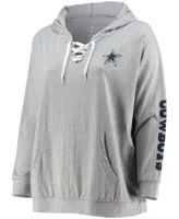 Profile Women's Plus Size Heathered Gray Seattle Seahawks Lace-Up Pullover Hoodie - Heathered Gray