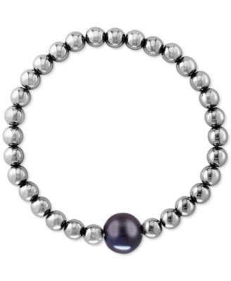 EFFY® Men's Black Freshwater Pearl (11mm) & Hematite Stretch Bracelet (Also White Pearl)