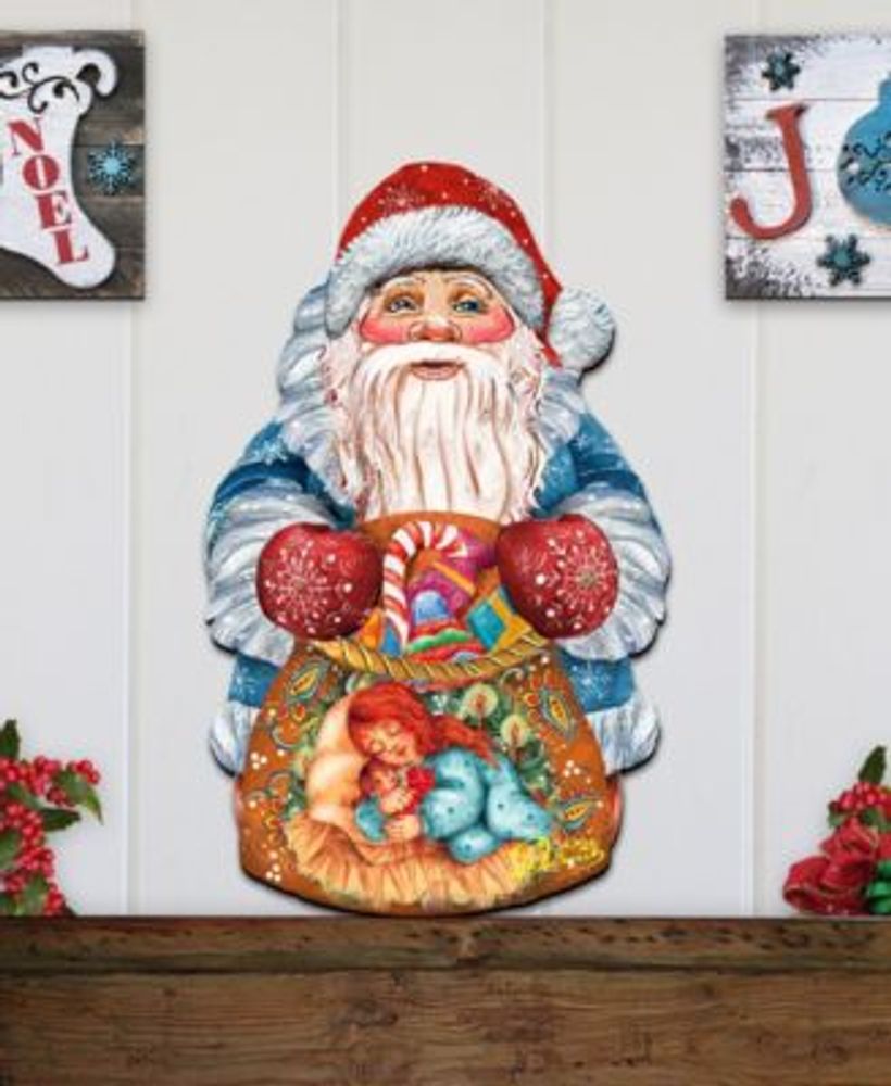 Designocracy Gift Bag Santa Wood Decor