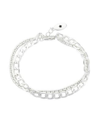 Silver Plated or Gold Flash Double Strand Bracelet