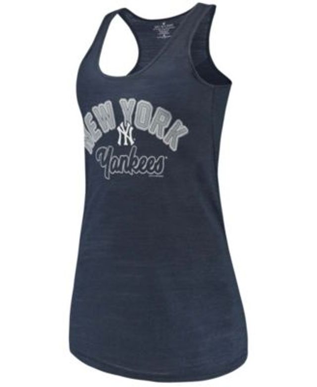 Women's Soft as a Grape Navy New York Yankees Plus Size High Neck Tri-Blend  Tank Top