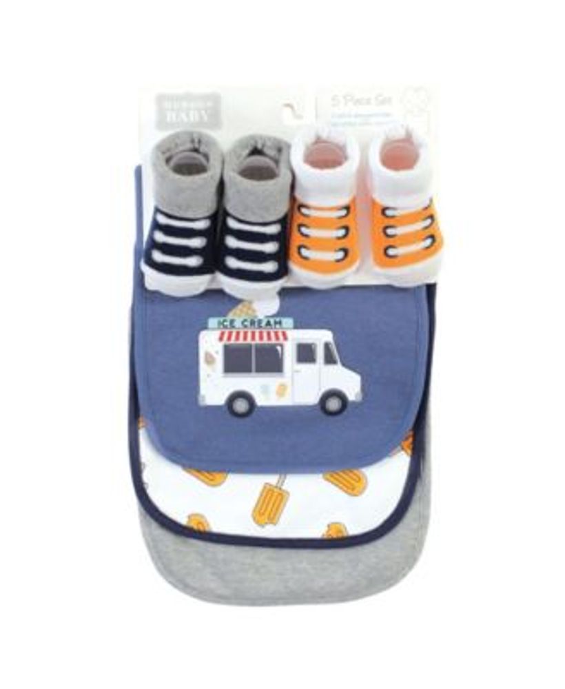 Baby Boys coordinating Bibs and Socks, Pack of 5