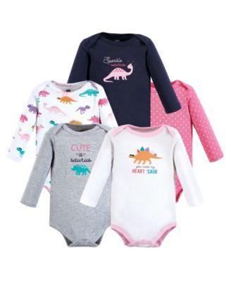 Baby Girl Cotton Long-Sleeve Bodysuits, Pack of 5
