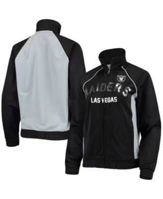 The Wild Collective Women's Black, Silver Las Vegas Raiders Color Block  Full-Zip Puffer Jacket