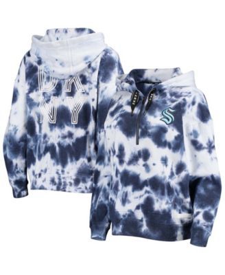 Dkny Sport Women's White and Green Green Bay Packers Dakota Oversized Tie-Dye Half-Zip Hoodie - White, Green