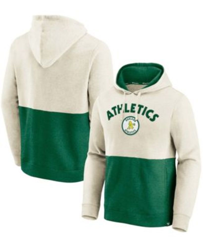 Fanatics Men's Oatmeal and Kelly Green Oakland Athletics Vintage-Like Arch  Pullover Hoodie