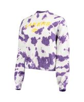 Women's Junk Food Royal Los Angeles Rams Tie-Dye Cropped Pullover Sweatshirt