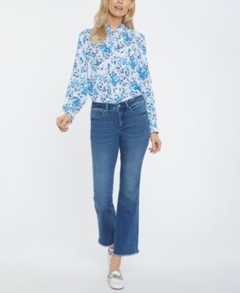 Petite Ava Flared Ankle Jeans with Frayed Hems