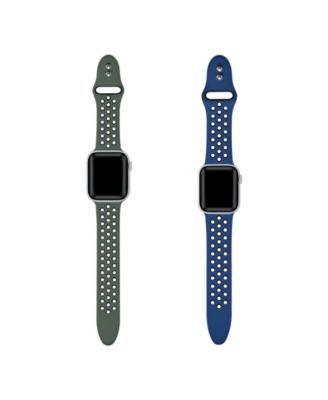 Breathable Sport 2-Pack Olive Green and Midnight Silicone Bands for Apple Watch, 42mm-44mm