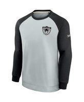 Youth Las Vegas Raiders Black Color Block Raglan Pullover Hoodie