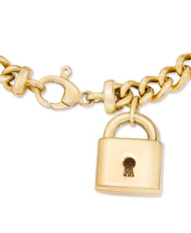 Italian Gold Padlock Charm Bracelet in 14k Gold-Plated Sterling Silver -  Macy's