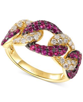 Passion Ruby (1 ct. t.w.) & Nude Diamond (1/2 ct. t.w.) Link Ring in 14k Gold