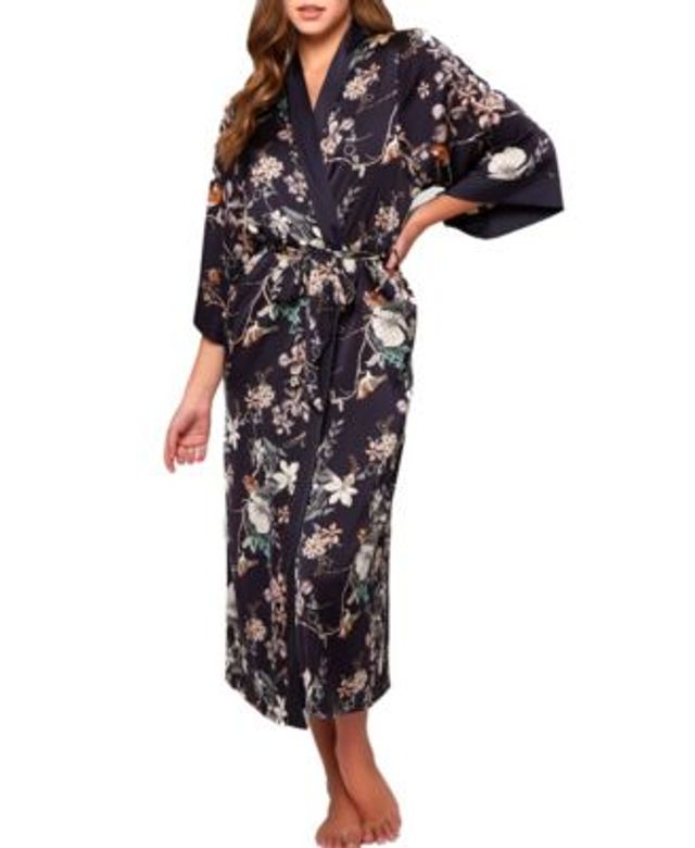 Icollection Women's Charlotte Satin and Lace Short Robe