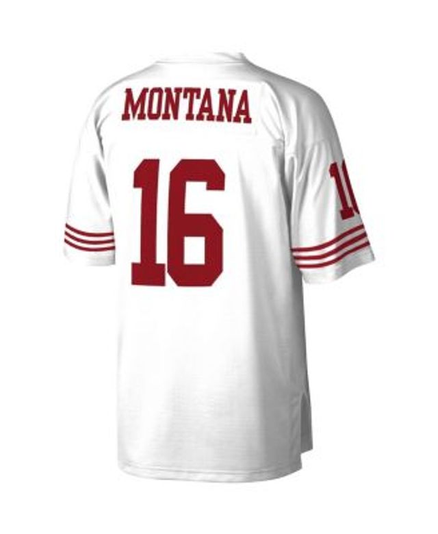 Men's Mitchell & Ness Joe Montana Scarlet/Gold San Francisco 49ers Big Tall Split Legacy Retired Player Replica Jersey