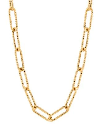 Textured Paperclip Link 17" Chain Necklace in 10k Gold