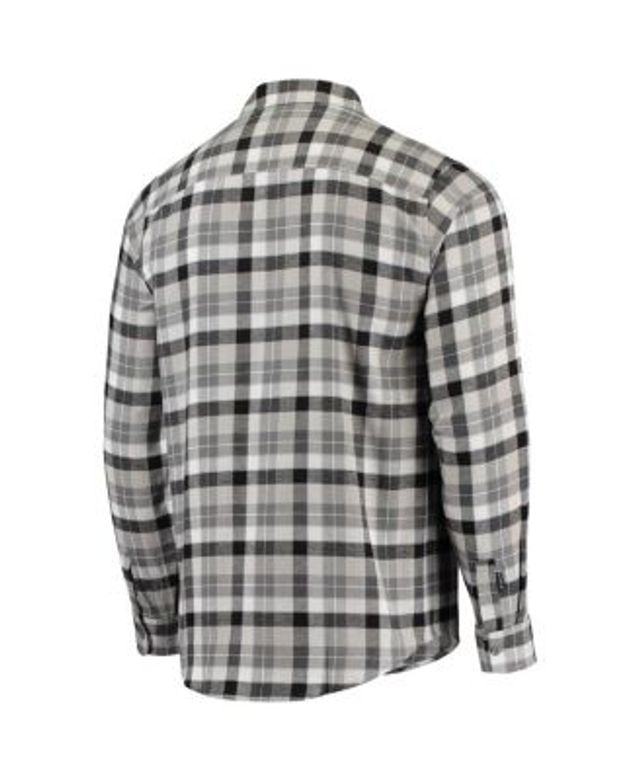 Men's Antigua Black/Gray Pittsburgh Steelers Ease Flannel Long Sleeve Button-Up Shirt