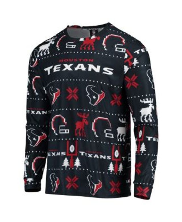 Men's FOCO Navy Houston Texans Wordmark Ugly Pajama Set Size: Medium