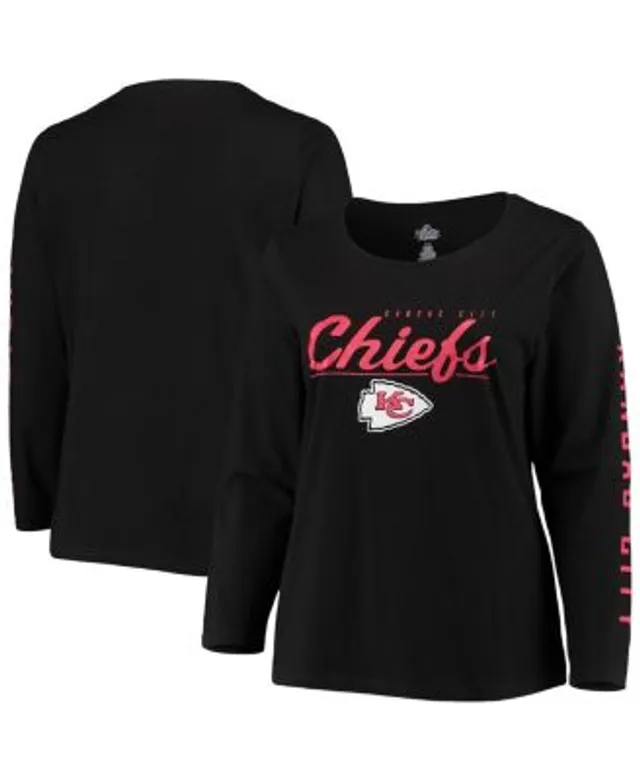 Women's Fanatics Branded Heathered Gray Kansas City Chiefs Plus Size  Primary Logo Long Sleeve T-Shirt