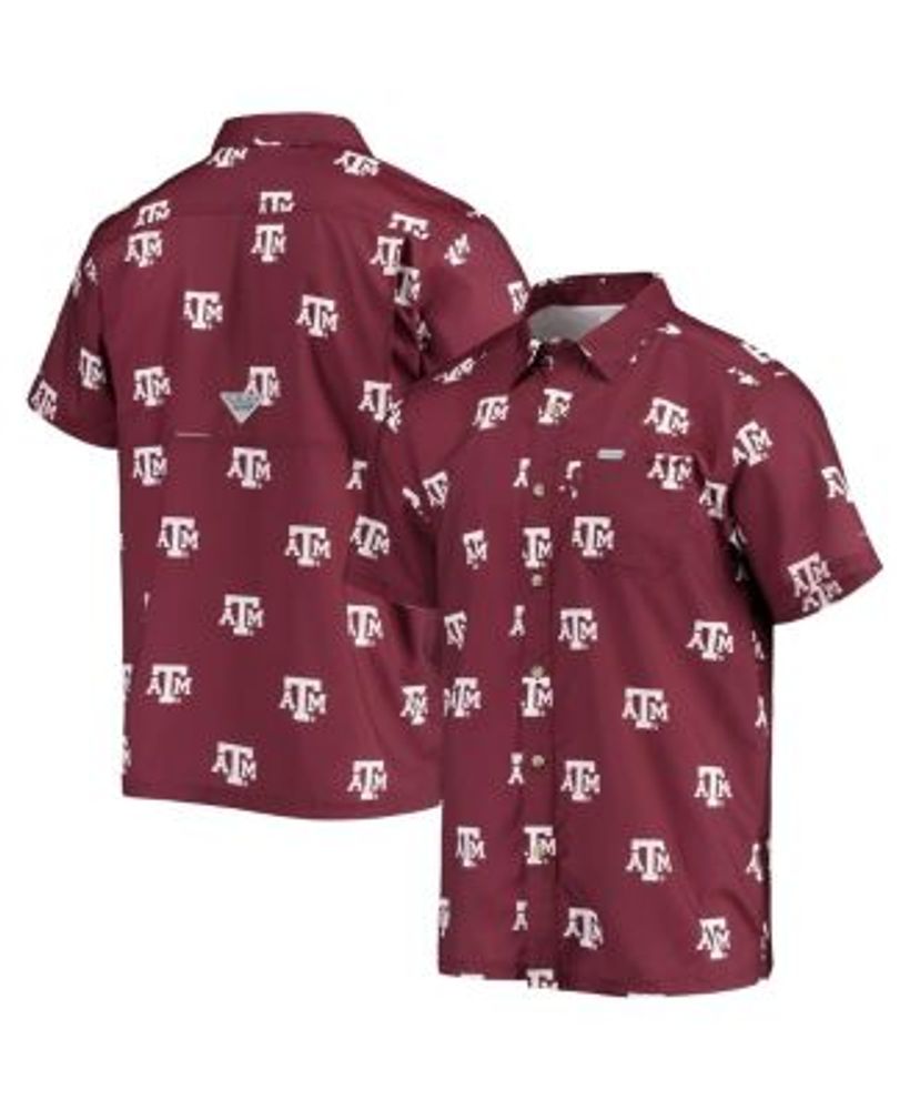 Men's Columbia Crimson Oklahoma Sooners Super Slack Tide Omni-Shade Button-Up  Shirt