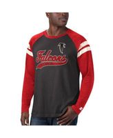 Men's Starter Red Atlanta Falcons Throwback Raglan Hoodie Long Sleeve T- Shirt 