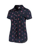 Women's New York Yankees Navy/Gray Tonal Print Button-Up Shirt