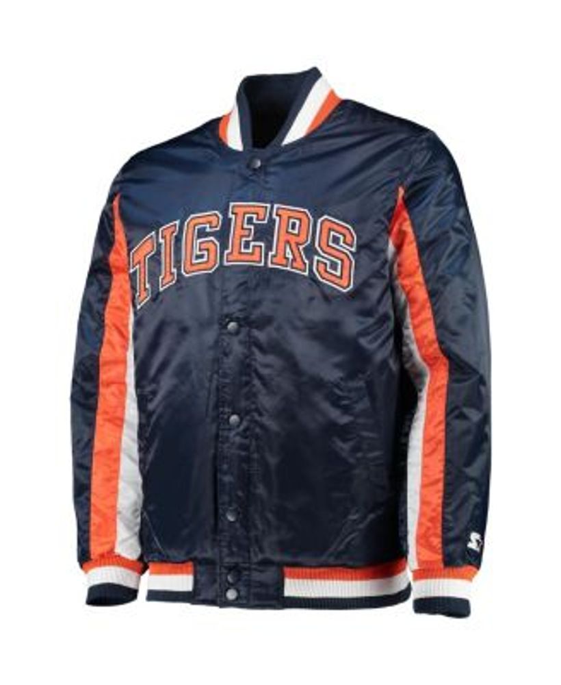 Starter Men's Navy Detroit Tigers The Ace Satin Full-Snap Jacket - Macy's