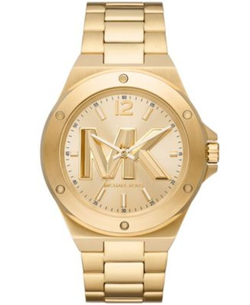 Michael Kors Men's Lennox Three Hand Gold-Tone Stainless Steel Bracelet  Watch | Connecticut Post Mall