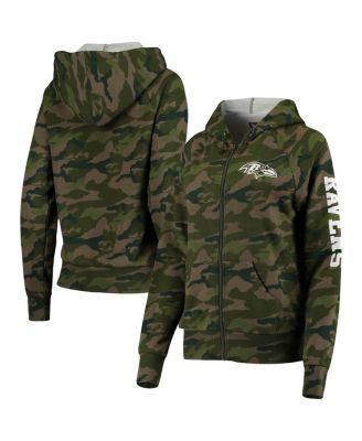 Women's New Era Camo Green Bay Packers Raglan Full-Zip Hoodie