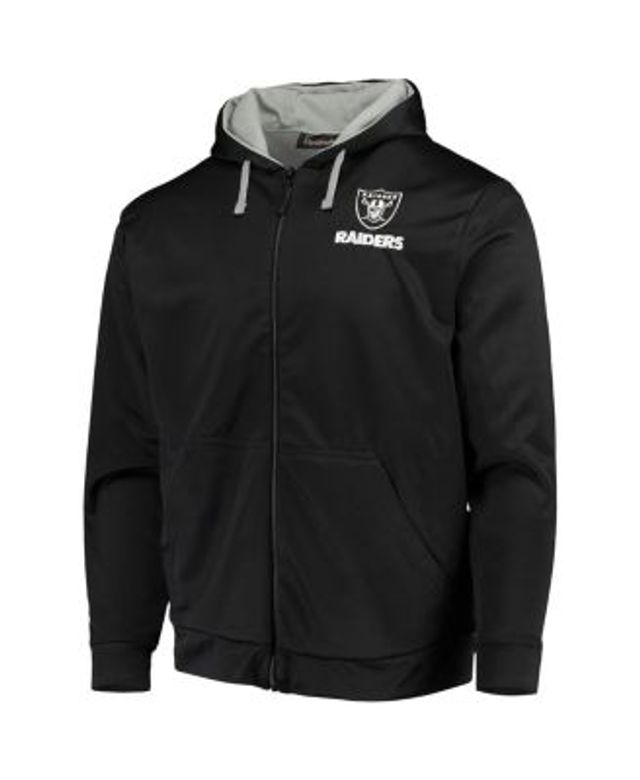 Men's New Era Gray/Black Las Vegas Raiders Big & Tall League Raglan  Quarter-Zip Hoodie