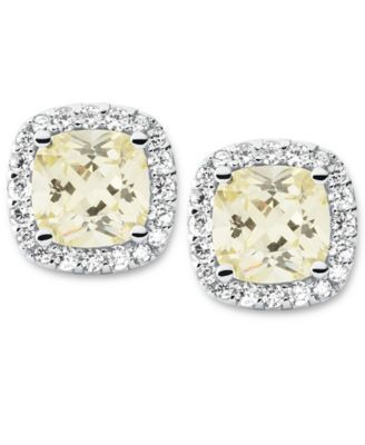 Women's Cushion Halo Stud Earring with Cubic Zirconia Clear Stones