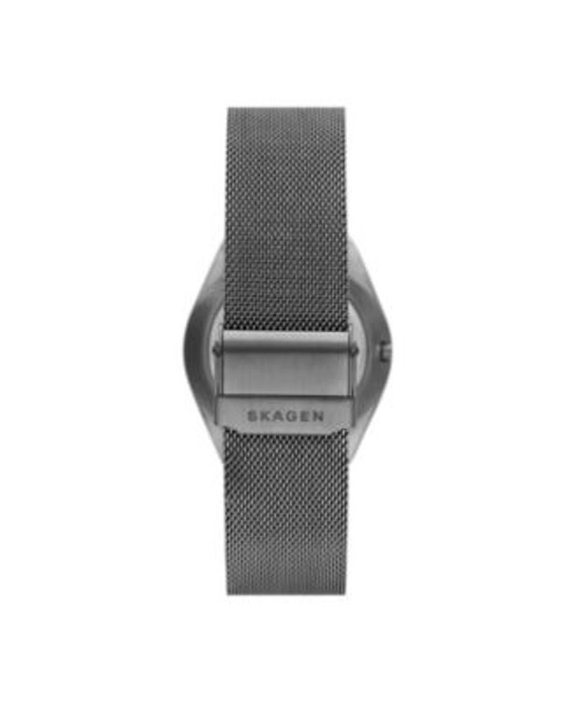 Men's Grenen Charcoal Stainless Steel Mesh Three Hand Date Watch, 37mm