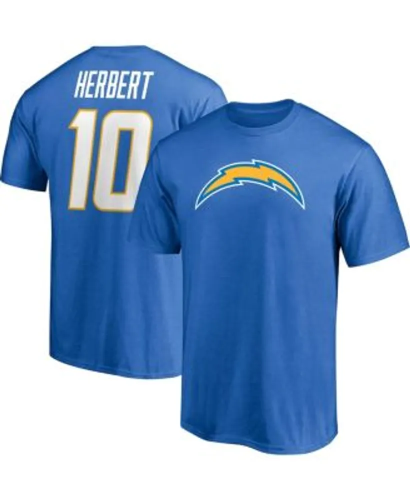 Fanatics Men's Branded Justin Herbert Powder Blue Los Angeles Chargers  Player Icon Name Number T-shirt