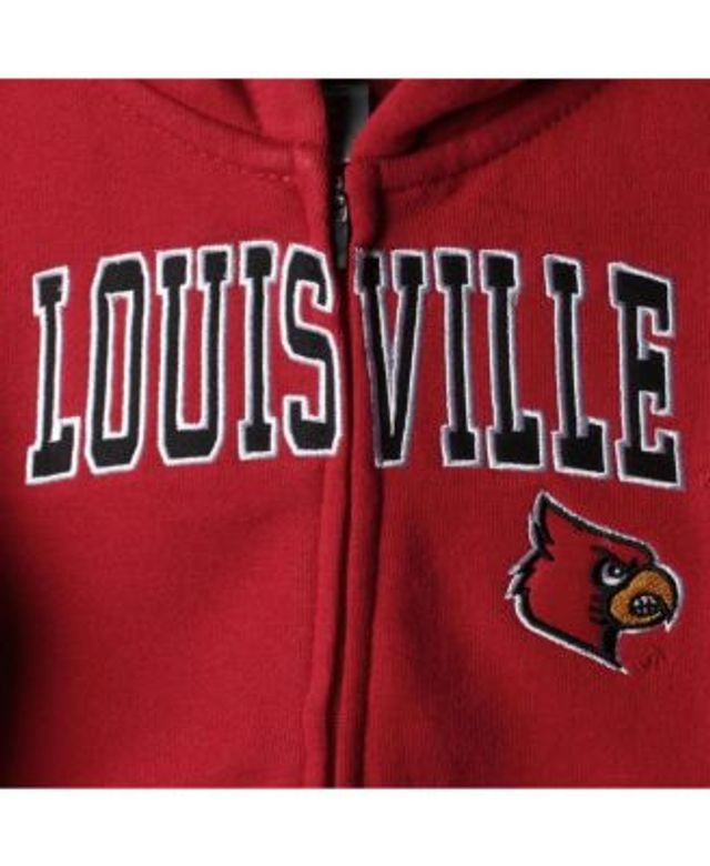 Stadium Athletic Youth Boys Red Louisville Cardinals Applique Arch and Logo  Full-Zip Hoodie