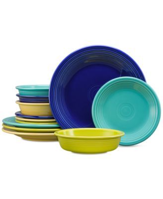 Mixed Cool Colors 12-Pc. Classic Dinnerware Set, Service for 4