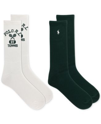 Men's Athletic Polo Logo Tennis Crew Socks, 2-Pack 