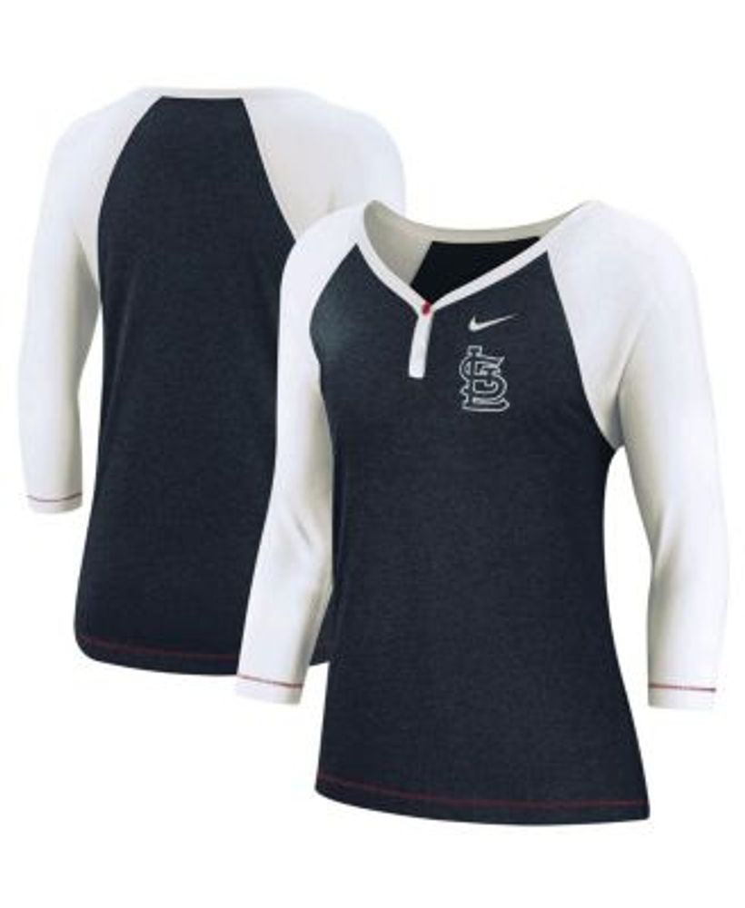 Nike Women's Navy St. Louis Cardinals Henley 3/4 Sleeve Raglan Tri-Blend  Performance V-Neck T-shirt