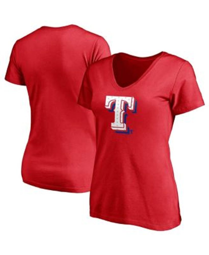 Fanatics Women's Red Texas Rangers Red White & Team V-Neck T-shirt