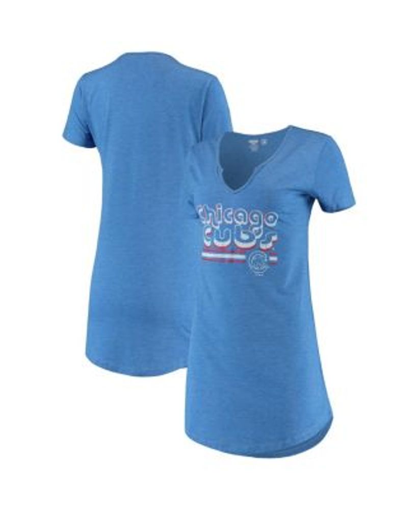 Chicago Cubs Women's Plus Size Notch Neck T-Shirt - White/Royal