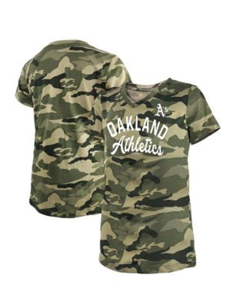 Chicago Cubs New Era Girls Youth 2021 Armed Forces Day Brushed Camo V-Neck  T-Shirt - Green