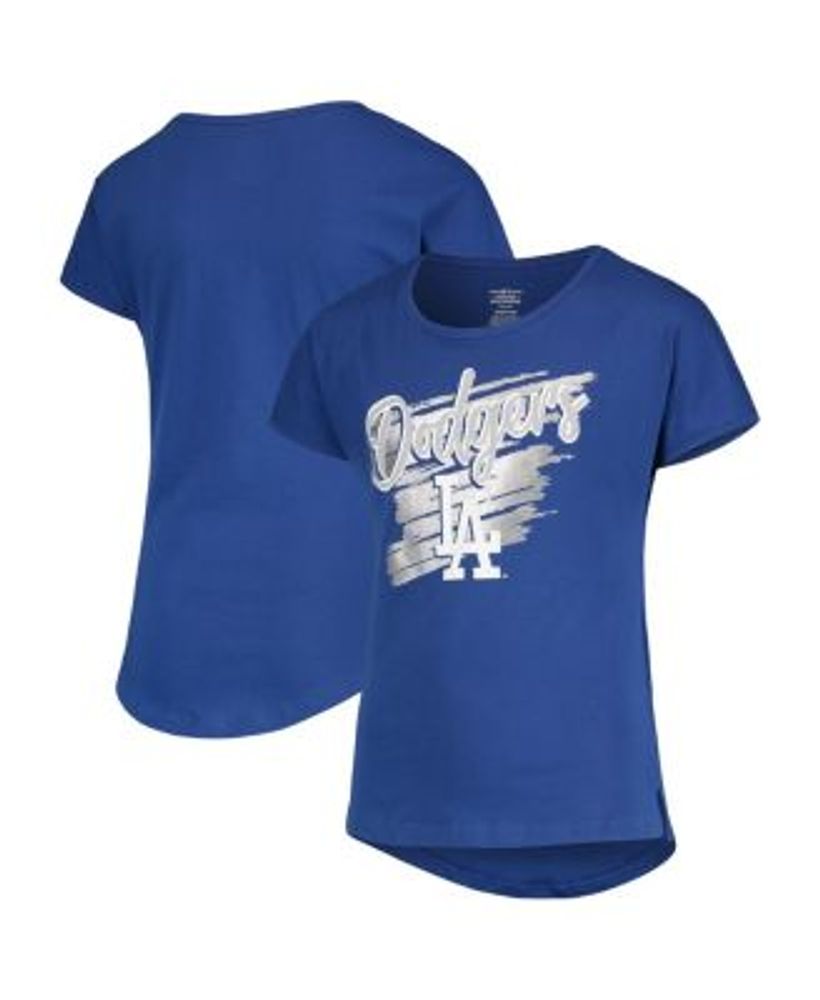 Girls Youth New Era Blue New York Mets Flip Sequin Team V-Neck T-Shirt